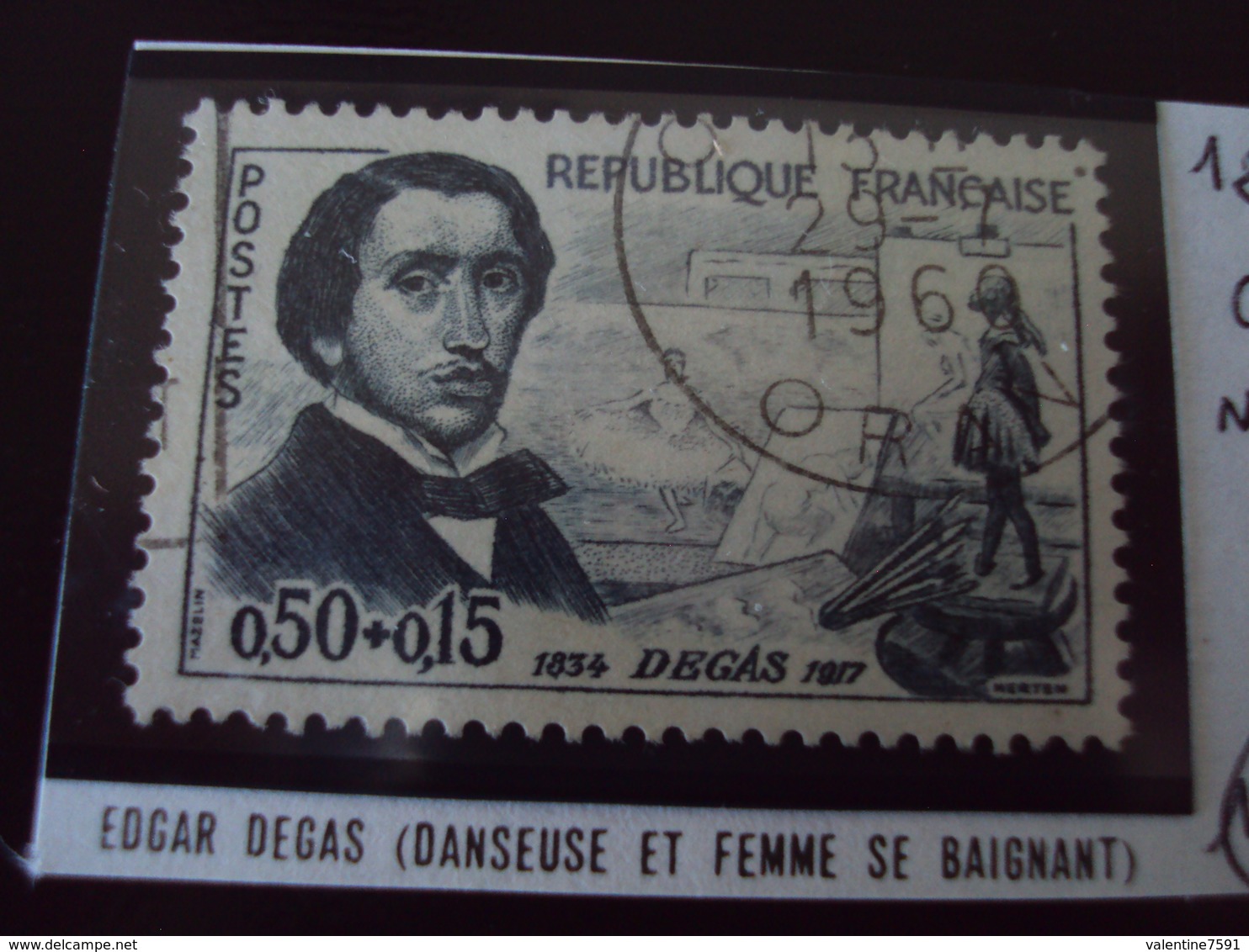 à Partir De 1960-timbre Oblitéré N°  1262   " Edgar Degas     "      Cote   5     Net      2.5 - Oblitérés