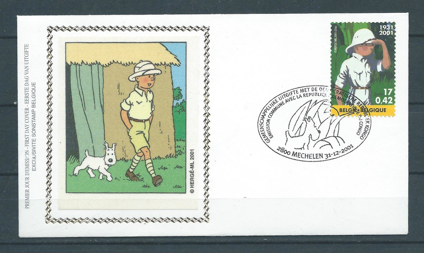 Belgique FDC Soie 3048 Tintin Kuifje Superbe - 2001-2010