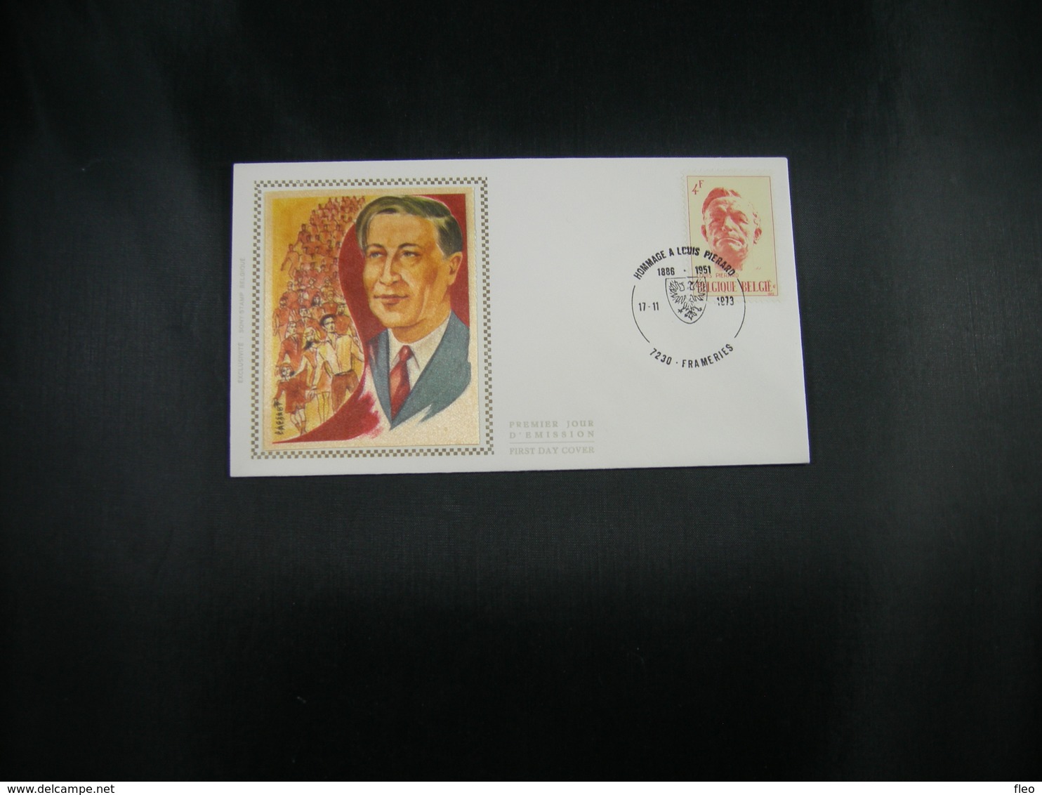 BELG.1973 1690 FDC Soie-zijde-silk (Frameries) : "Louis Pierard (1886-1952) " - 1971-1980