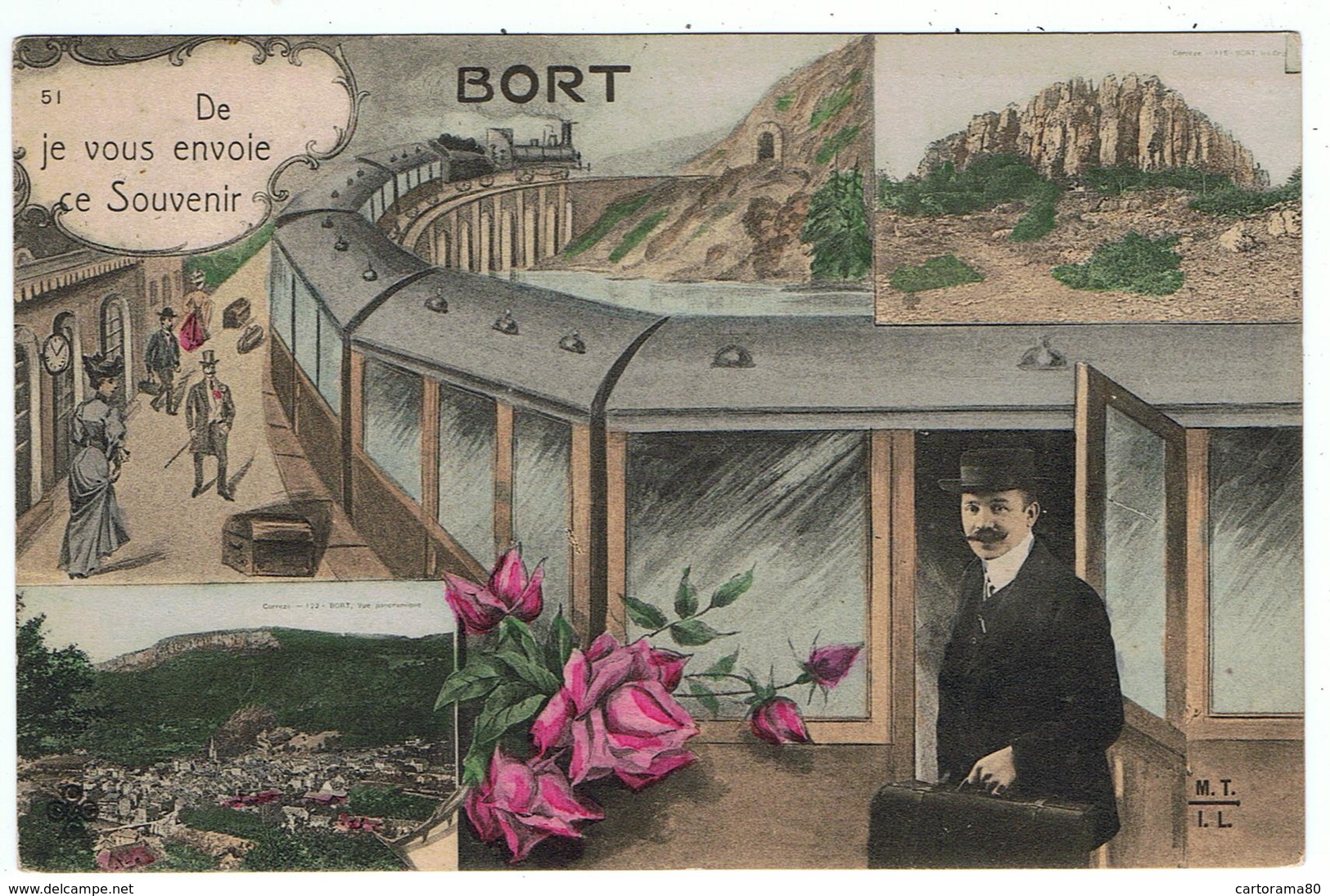 Bort / " De Bort Je Vous Envoie Ce Souvenir " / Gare, Chemin De Fer, Roses ... - Autres & Non Classés