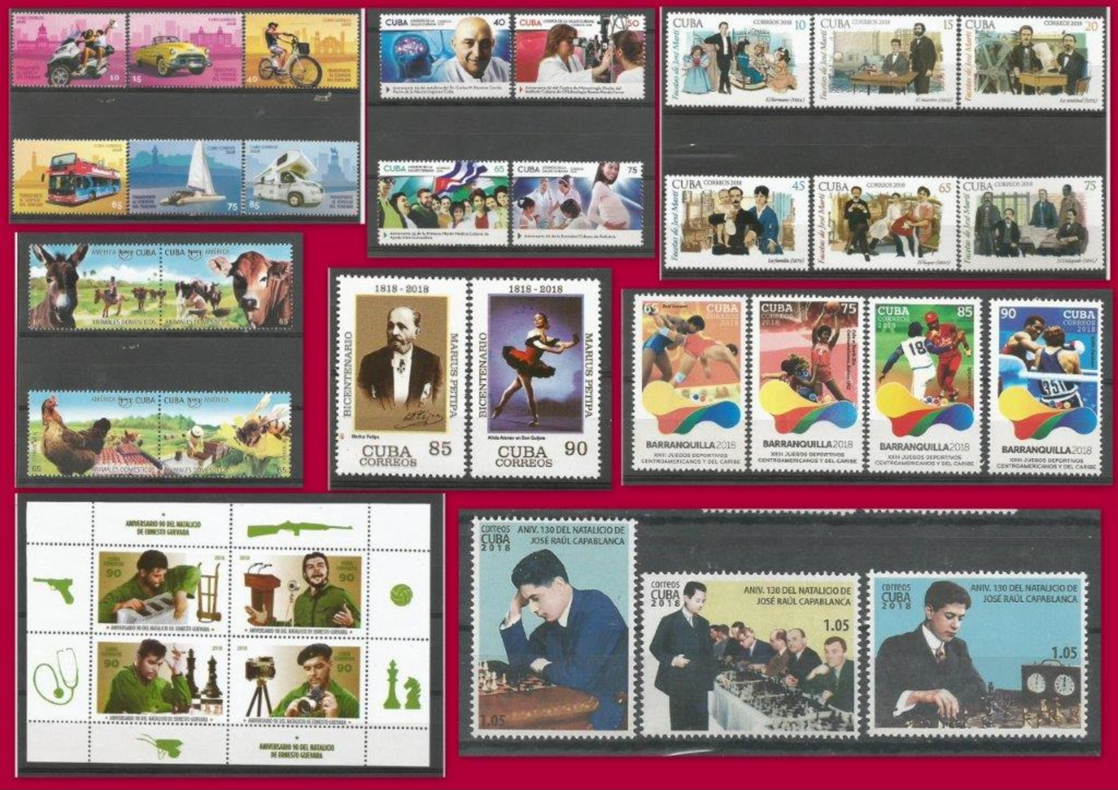Cuba 2018 Full Year Sets (83 Sets + 6 S/S + 1 M/S) MNH Condition - Años Completos