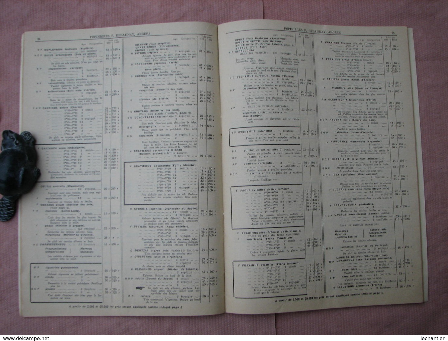 PEPINIERES  DELAUNAY  Angers - Doué la Fontaine 2 catalogues 1934/35 et 1936/37 TBE d'ensemble