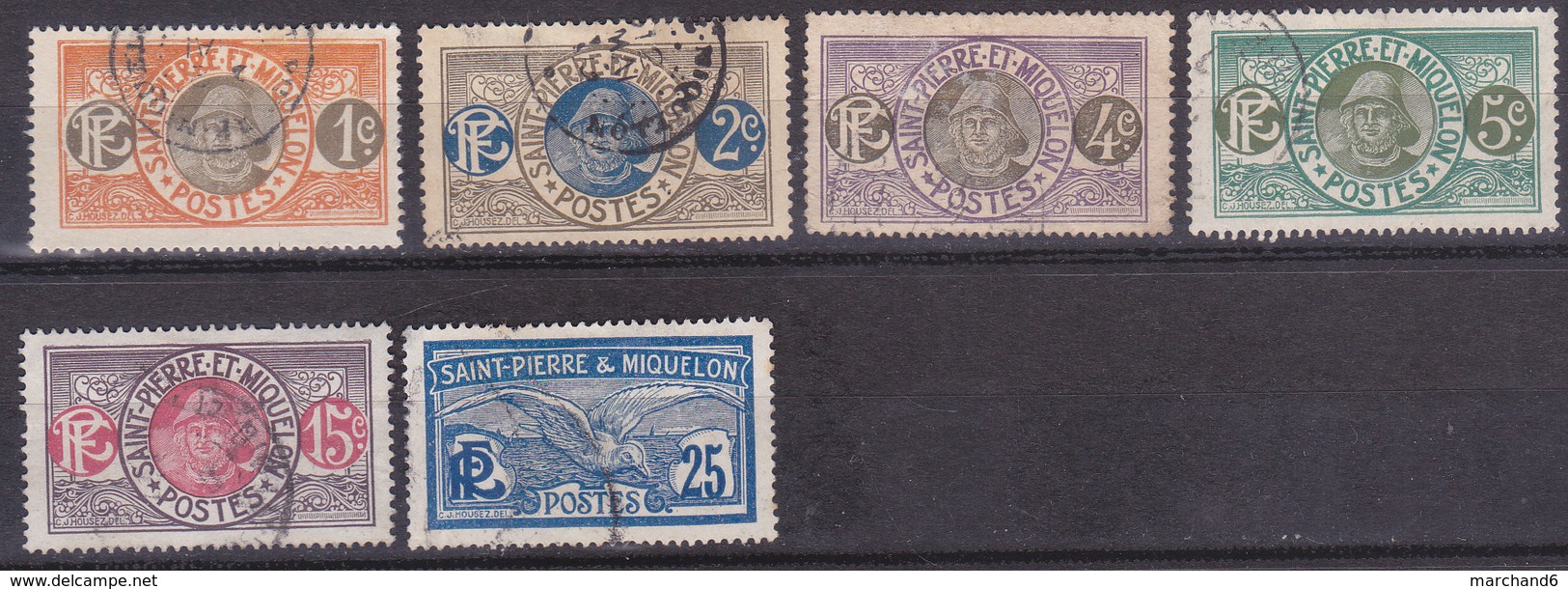 Saint Pierre Et Miquelon Pecheur Goéland Série  N° 78-79-80-81-82A-84 Oblitéré - Used Stamps