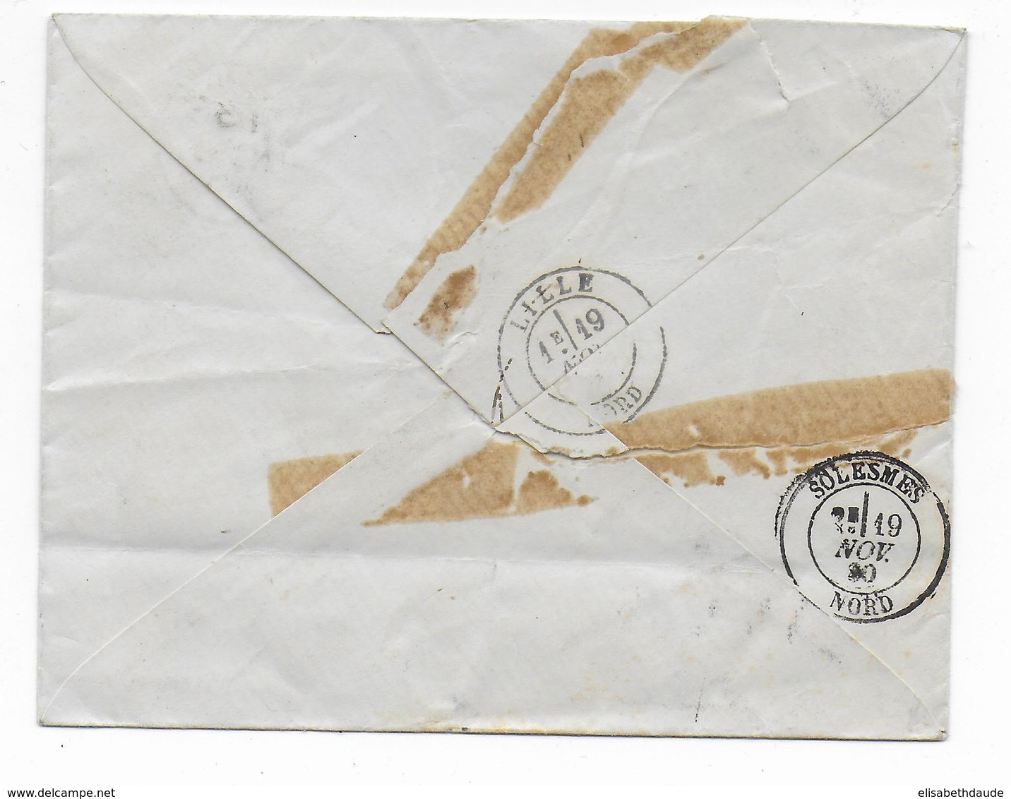 1880 - ENVELOPPE TAXEE De LONDON (ANGLETERRE) Avec RARE ET SUPERBE ENTREE AMBULANT CALAIS LILLE "B" - Entry Postmarks