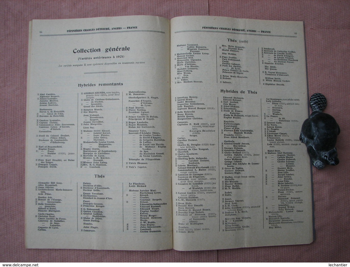 Catalogue 1925/1926 Pépinières Charles Détriché ANGERS 80 pages 15X24 excellent état , voir photos