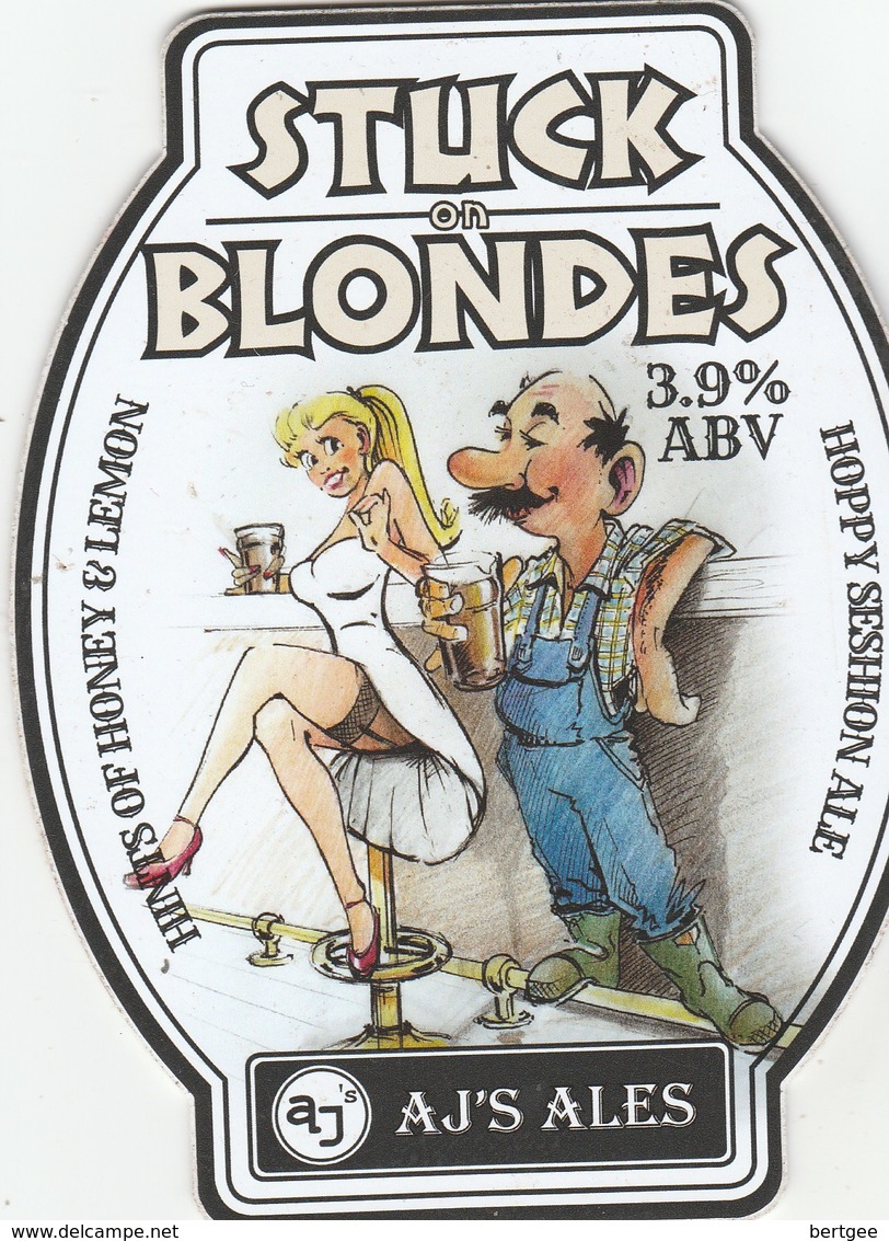 AJ'S ALES  (WALSALL, ENGLAND) - STUCK ON BLONDES - PUMP CLIP FRONT - Enseignes