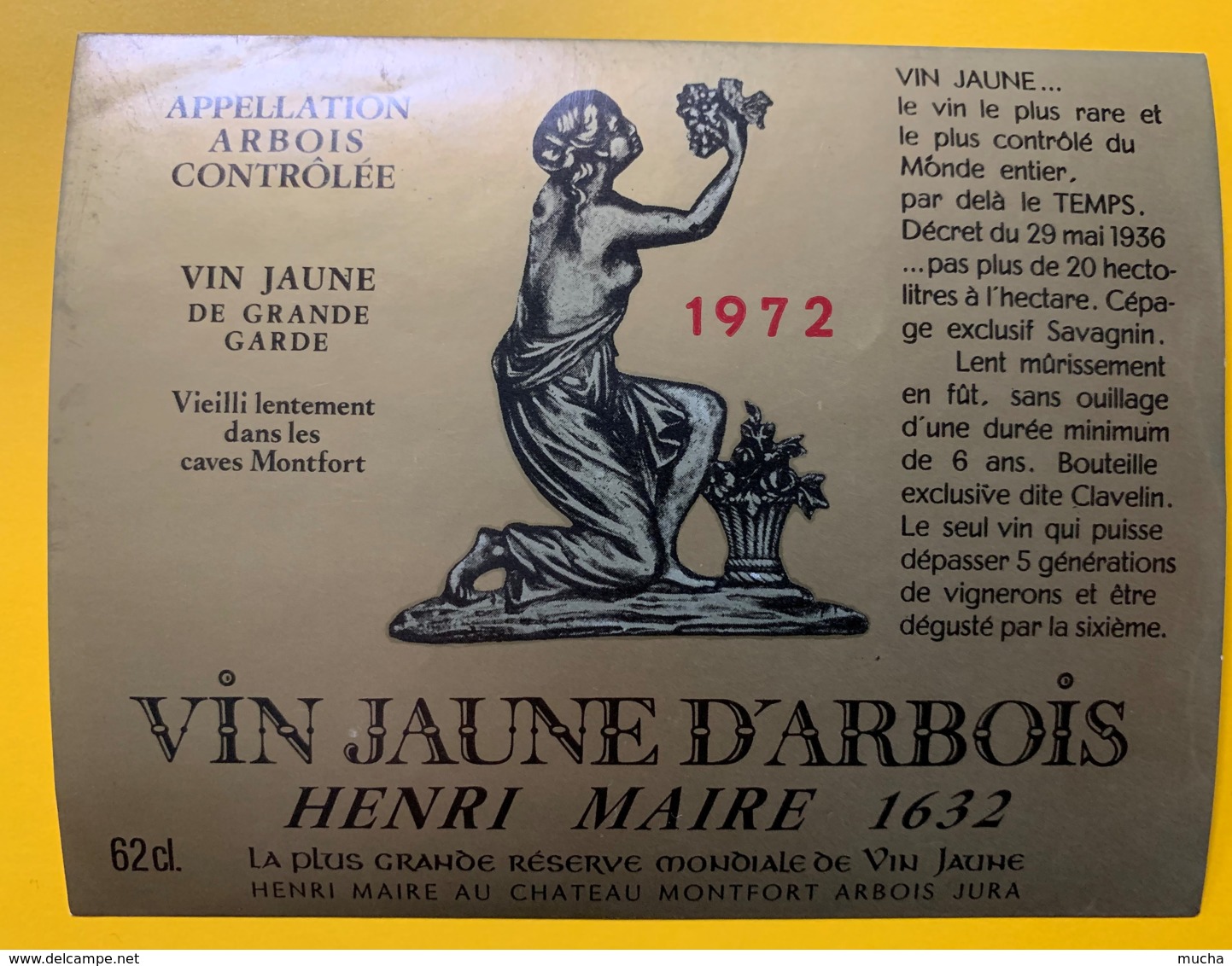 10061 - Vin Jaune D'Arbois 1972 Henri Maire Jura - Autres & Non Classés