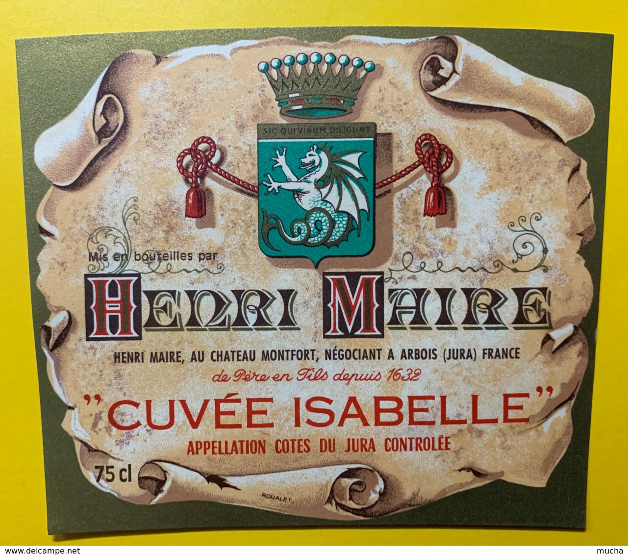 10080 - Côtes Du Jura  Cuvée Isabelle  Henri Maire - Autres & Non Classés