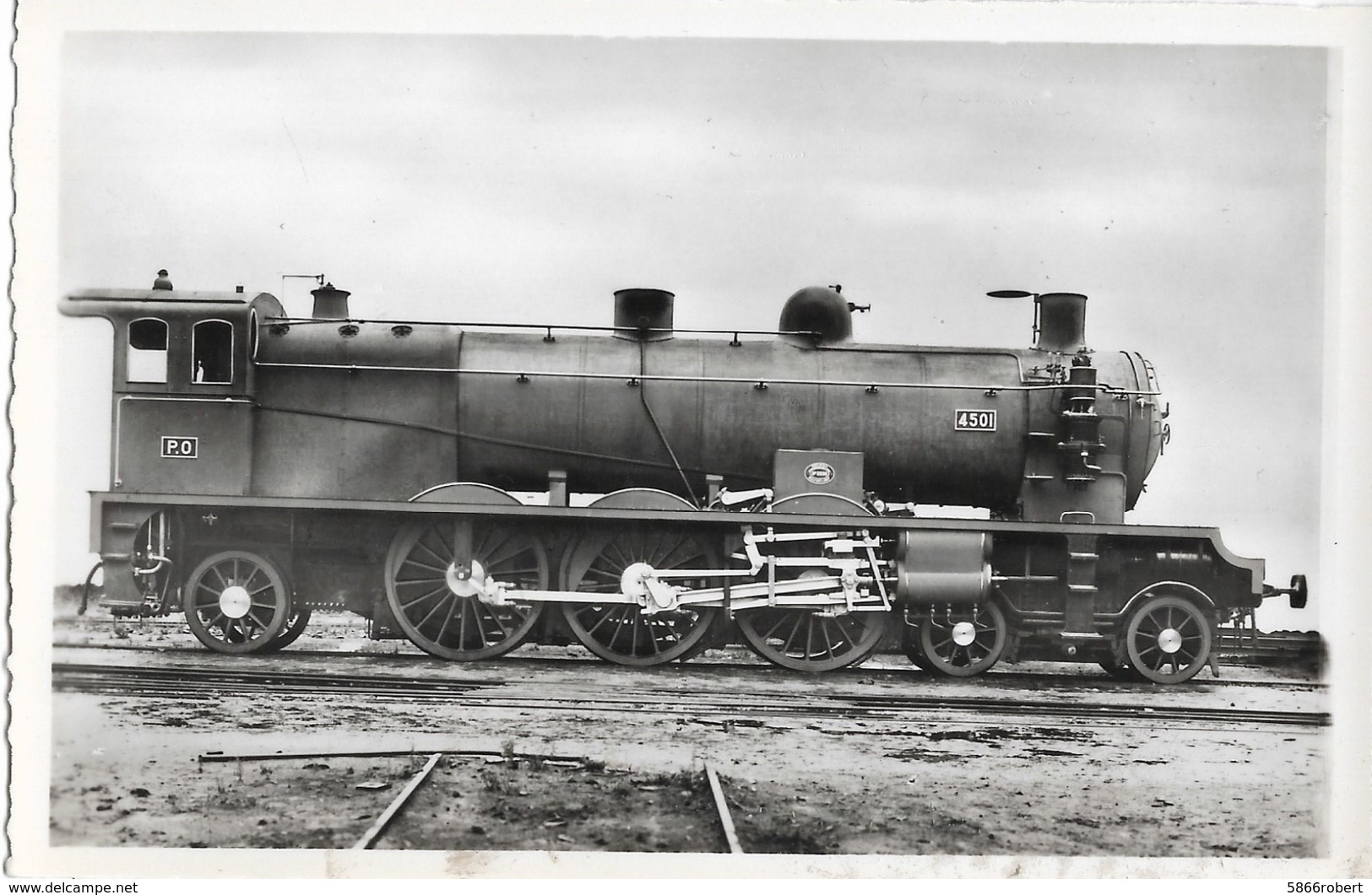 CARTE POSTALE PHOTO  ORIGINALE ANCIENNE DENTELEE : LOCOMOTIVE VAPEUR P.O. N° 4501 PREMIERE PACITIC DE 1907 DITE P.O. 231 - Matériel