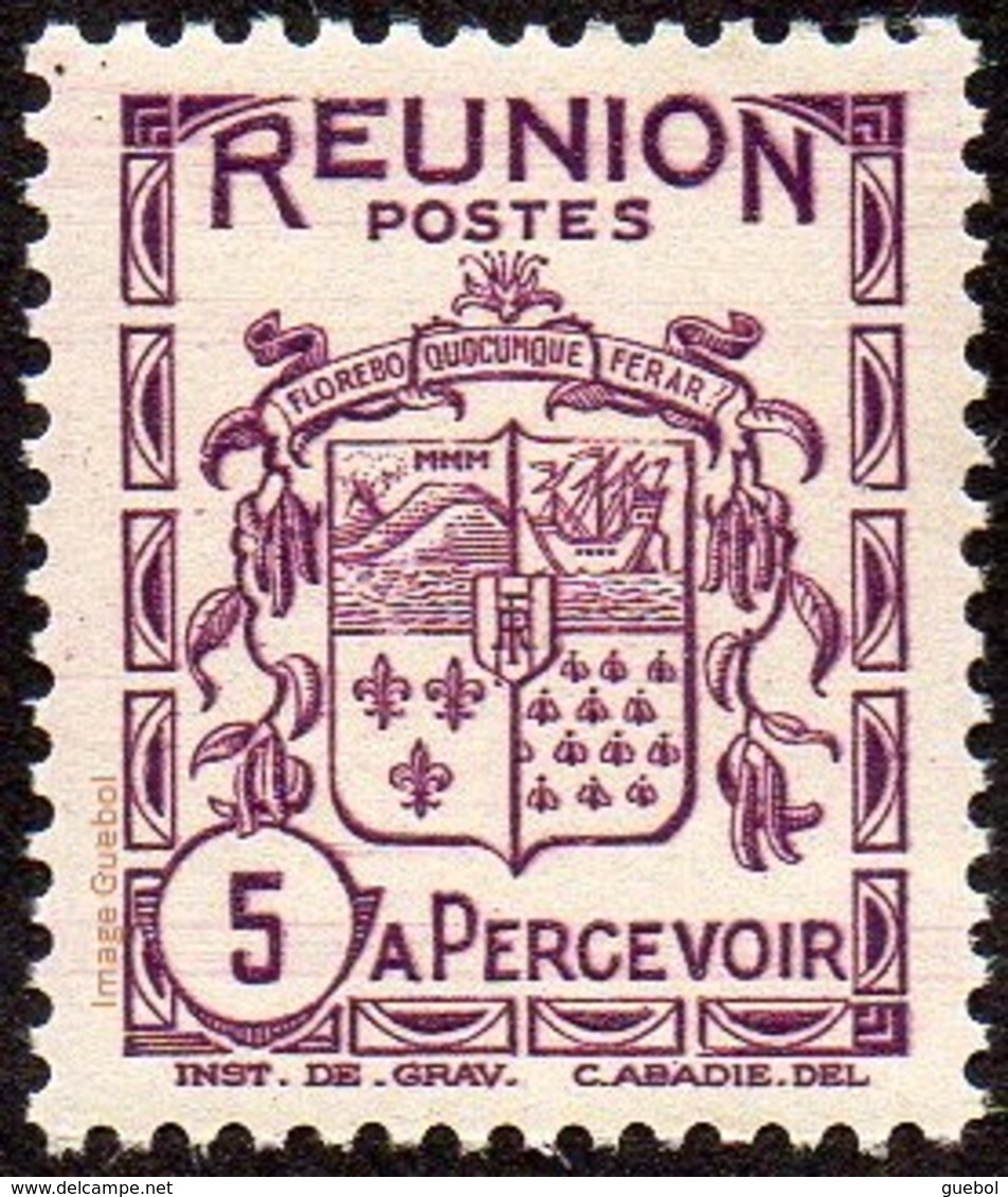 Réunion N° Taxe 16 ** Armoiries Le 5 Cts Lilas - Postage Due