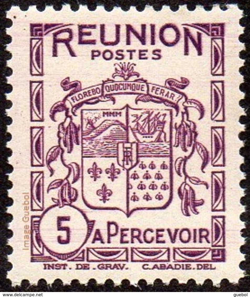 Réunion N° Taxe 16 ** Armoiries Le 5 Cts Lilas - Timbres-taxe