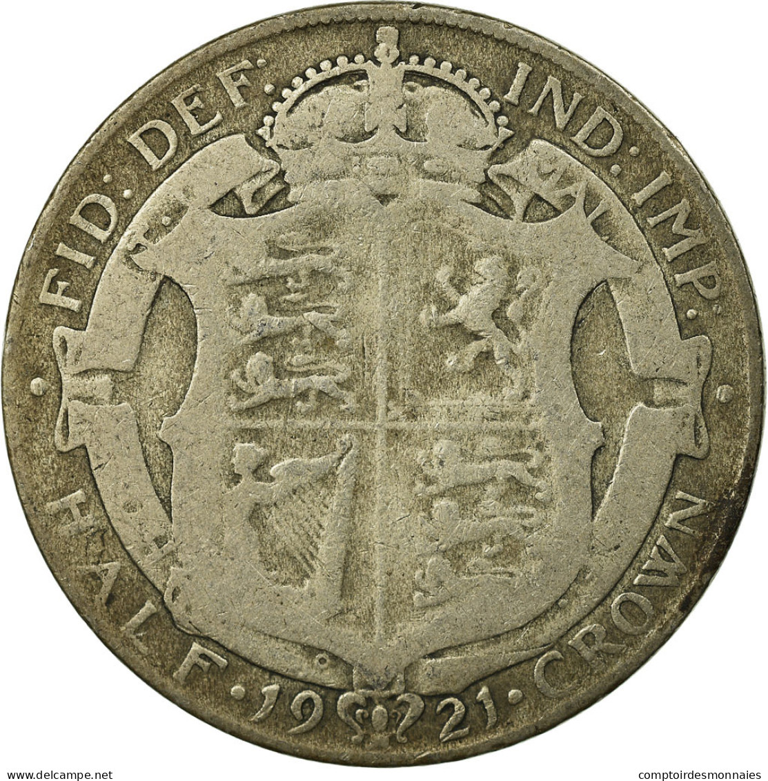 Monnaie, Grande-Bretagne, George V, 1/2 Crown, 1921, TB, Argent, KM:818.1a - K. 1/2 Crown