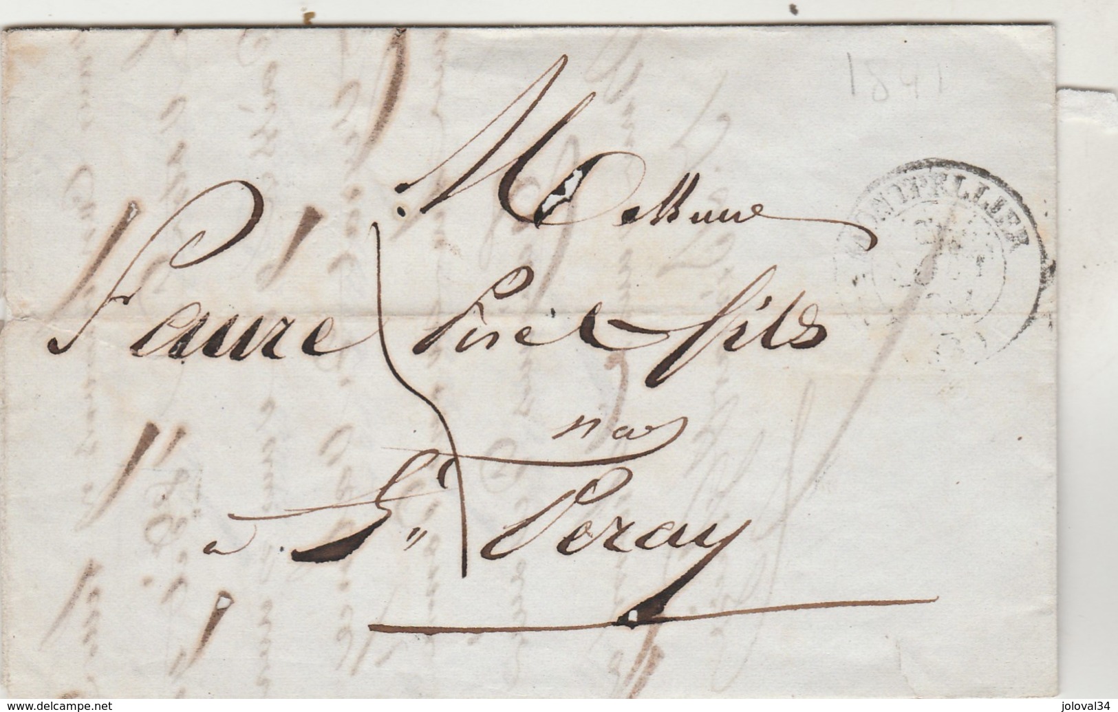 Lettre De Bimar & Glaize MONTPELLIER Hérault 27/8/1841 Taxe Manuscrite Pour Faure à St Peray Ardèche Passe Valence - 1801-1848: Précurseurs XIX