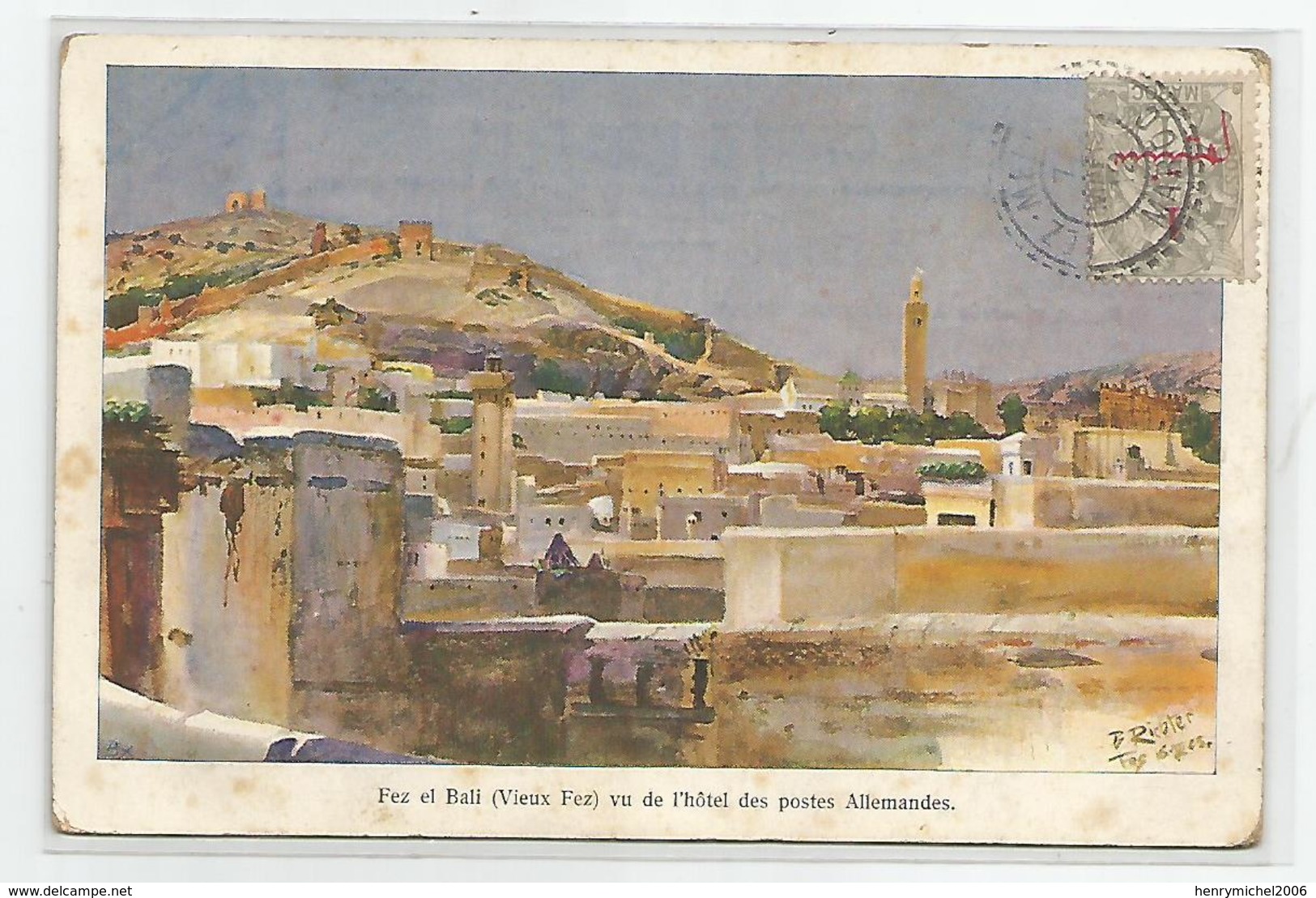 Maroc Fez Et Bali Vieux Fes Vu De L'hotel Des Postes Allemandes 1912 - Fez (Fès)