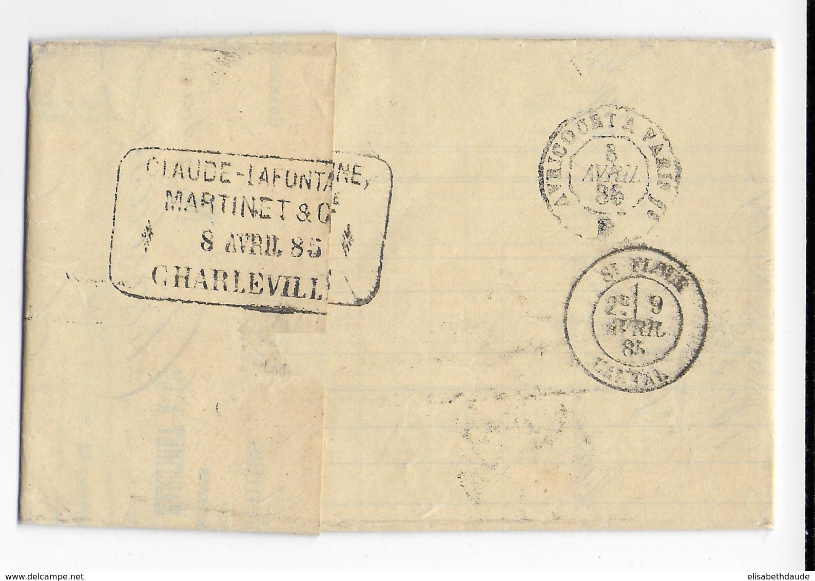 1886 - SAGE PERFORE - PERFIN CA LAFONTAINE Sur LETTRE De CHARLEVILLE (ARDENNES) Avec CACHET De GARE => ST FLOUR - Storia Postale