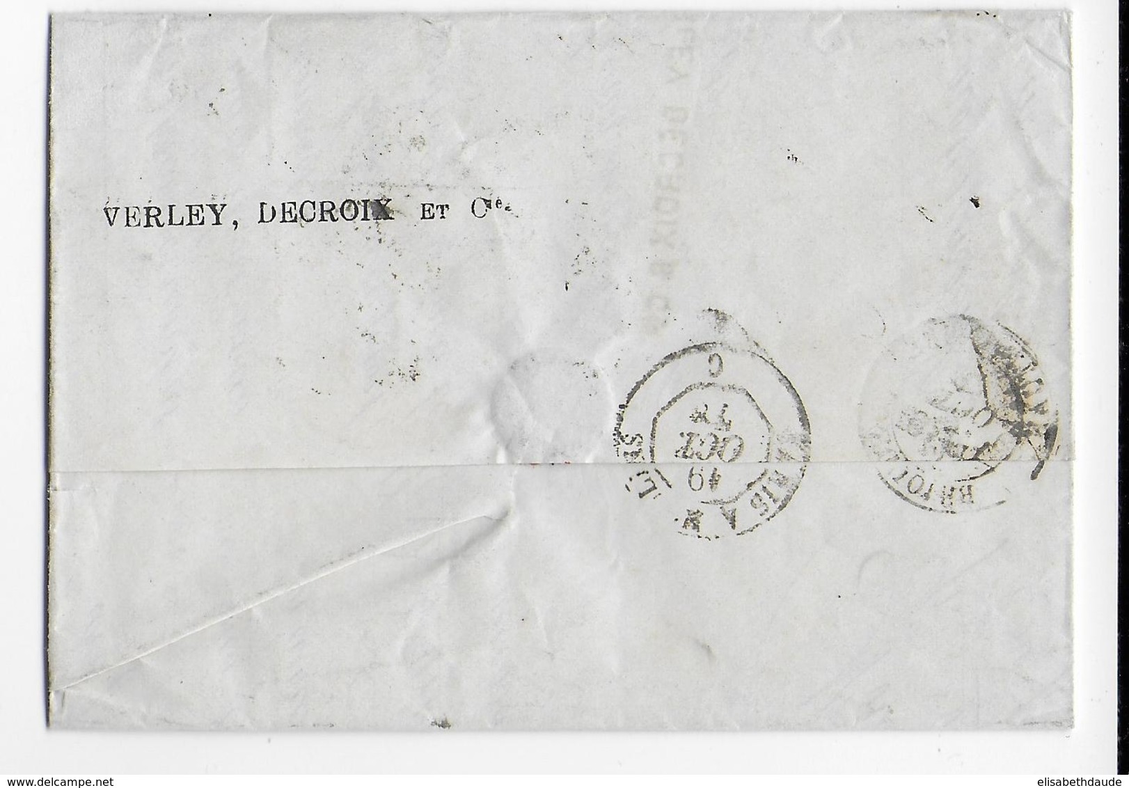 1879 - SAGE PERFORE - PERFIN VD VERLY DECROIX BORD DE FEUILLE ! Sur LETTRE De LILLE (NORD) - Lettres & Documents