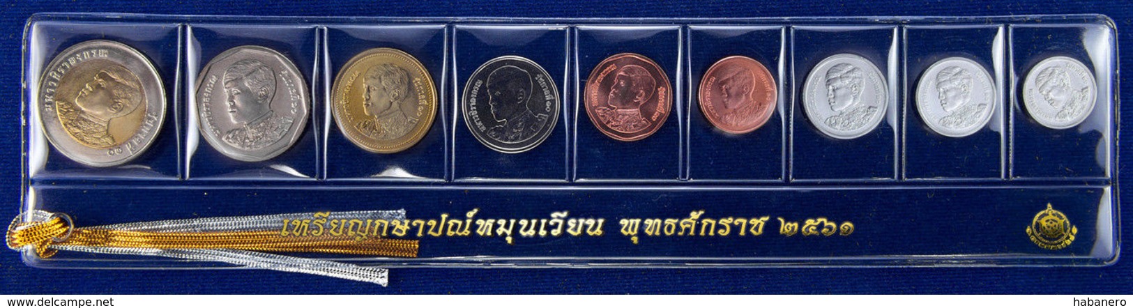 THAILAND 2018 9 COIN SET KING MAHA VAJIRALONGKORN UNC MINT SCARCE SET WITH 1, 5, 10 SATANG - Tailandia