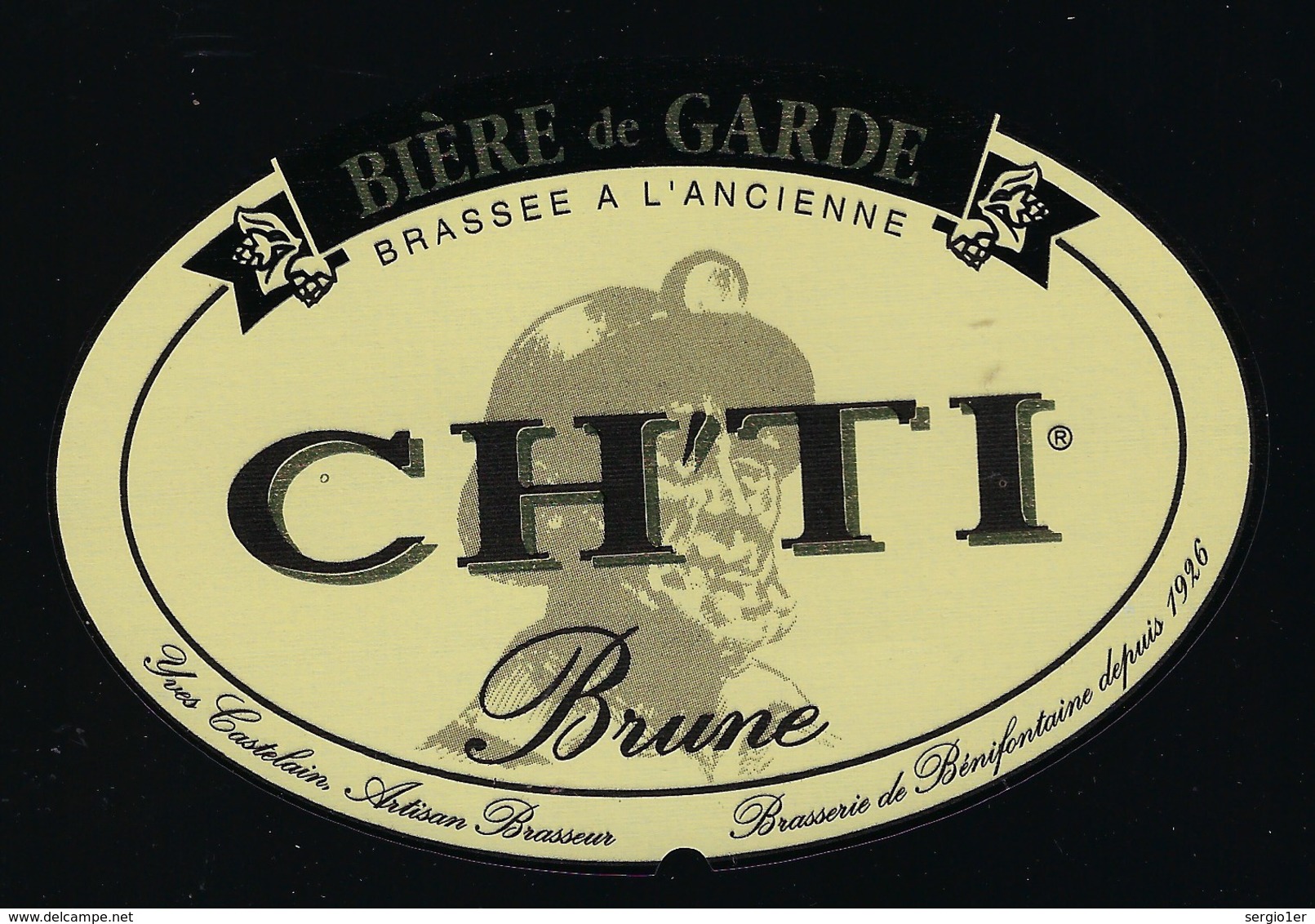 étiquette Bière France: Bière De Garde Brune CH'TI  "Mineur, Casque" - Bière