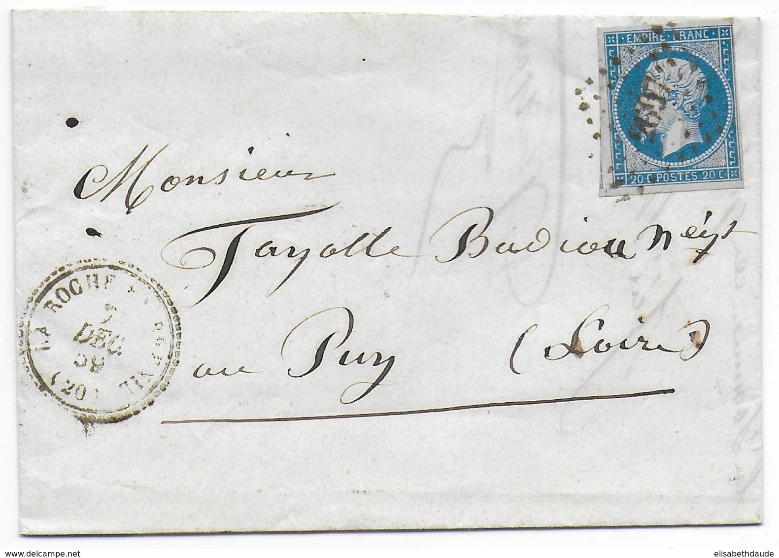 1859 - COTE D'OR - LETTRE De LA ROCHE EN BRENIL Avec T22 + PC 2697 (IND 13) => LE PUY - 1849-1876: Période Classique