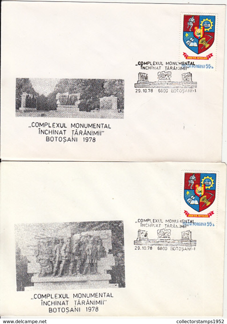 76867- FLAMANZI PEASANTS UPRISING, BOTOSANI MONUMENT, SPECIAL COVER, 2X, 1978, ROMANIA - Lettres & Documents