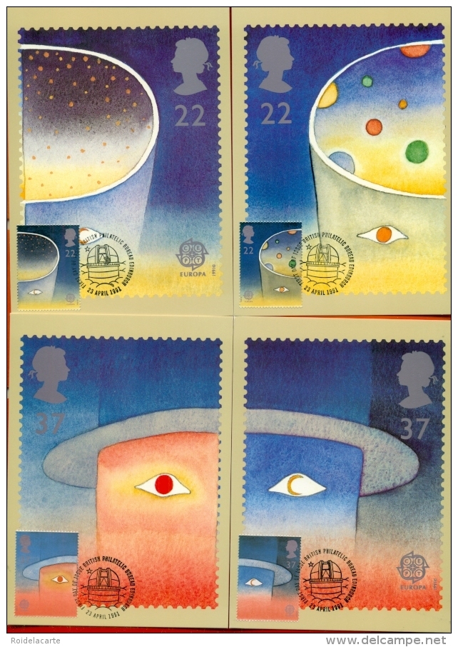 CM-Carte Maximum Card # 1991-GB-England # Europa  CEPT # Espace,,Space,Weltraum # Painting By Jean-Michel Folon  (4) - 1991