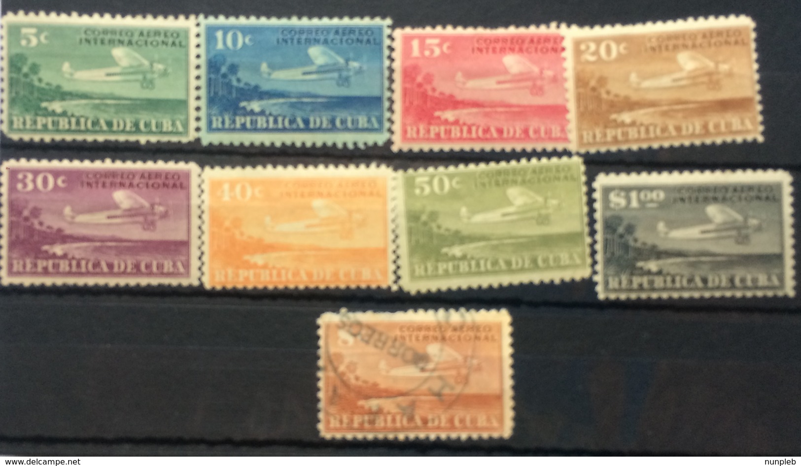 CUBA 1931 Air Set Mint Hinged CORREO AEREO INTERNACIONAL 8 Cent Used - Used Stamps