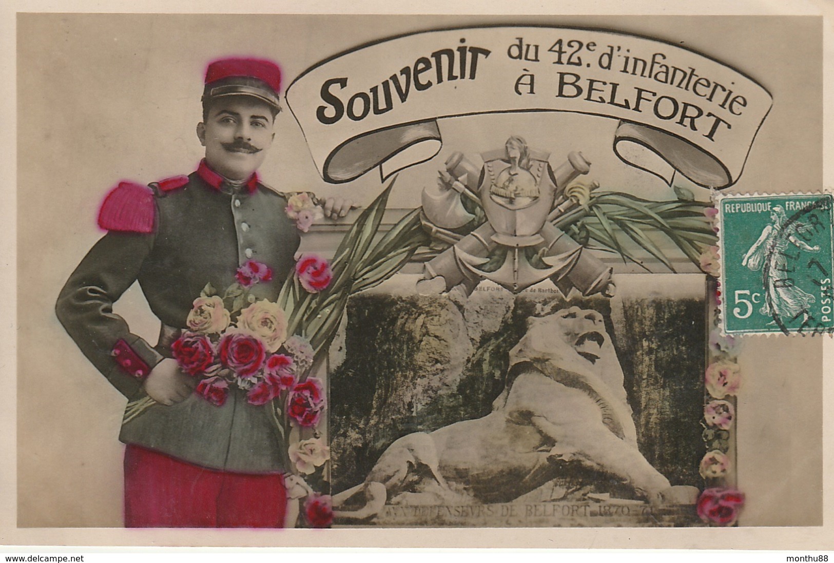 CPA 90 (Territoire De Belfort) BELFORT / SOUVENIR DU 42ème DE BELFORT - Belfort – Le Lion