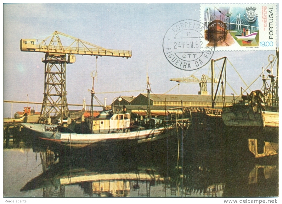 CM-Carte Maximum Card #1982-Portugal # Architecture # 19° Centenario  Cicade Da  Figueira Da Foz #porto Hafen,haven,port - Tarjetas – Máximo