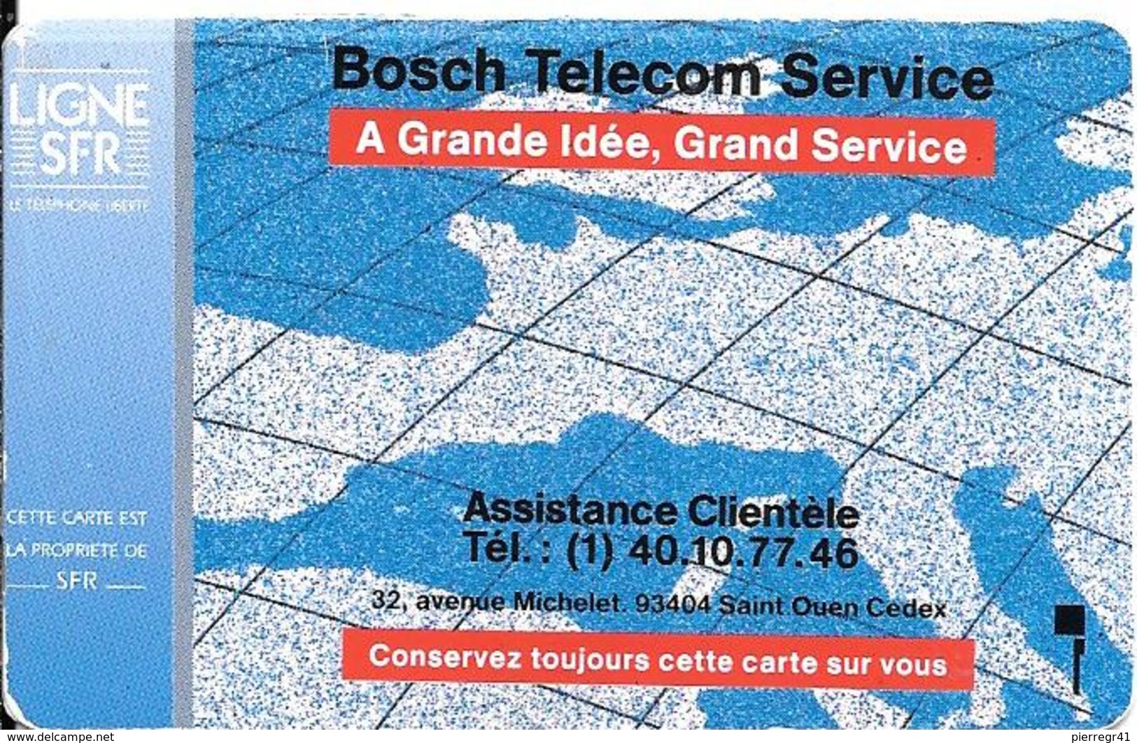 CARTE-ASSISTANCE -GSM-SFR-BOSCH TELECOM SERVICE-BE - Mobicartes (GSM/SIM)