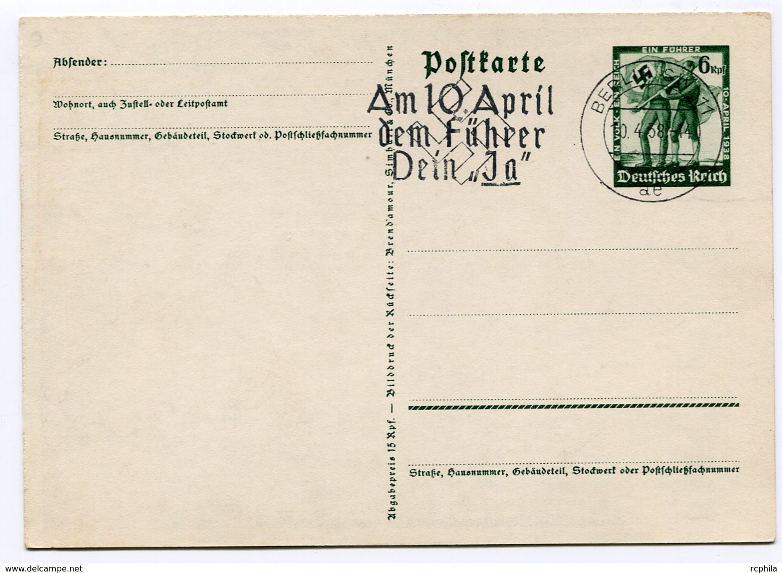 RC 11838 ALLEMAGNE IIIe REICH 1938 ENTIER BERLIN LETTRE COVER TB - Lettres & Documents