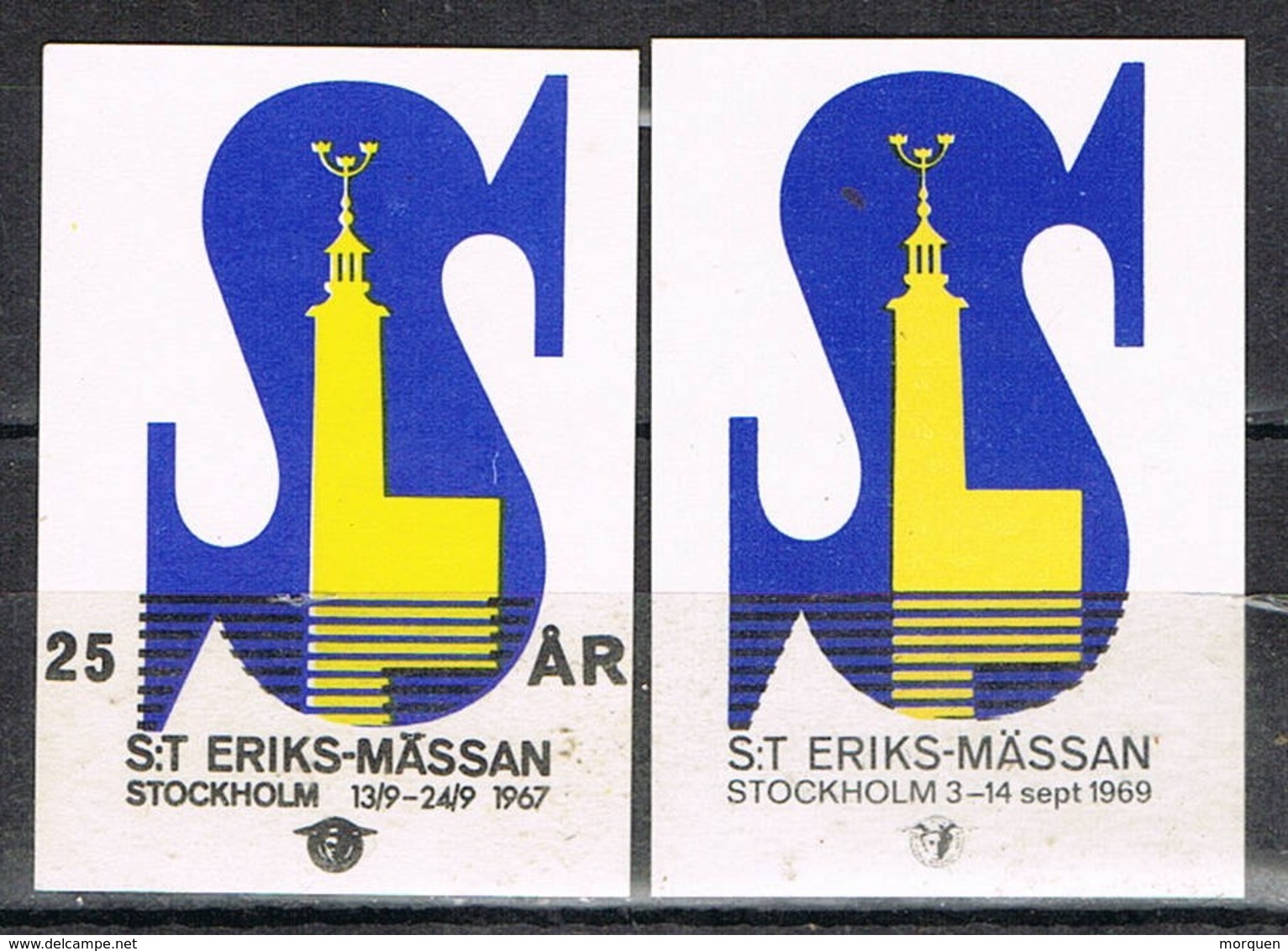 Viñeta, Label  ST. ERIKS MASSAN (Stockholm) Sverige  1967. Con Y Sin Sobrecarga * - Plaatfouten En Curiosa