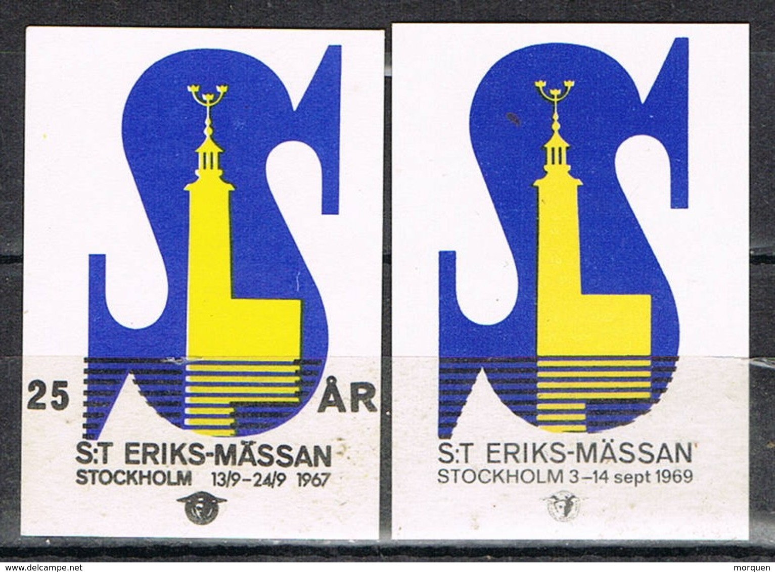 Viñeta, Label  ST. ERIKS MASSAN (Stockholm) Sverige  1967. Con Y Sin Sobrecarga * - Variedades Y Curiosidades