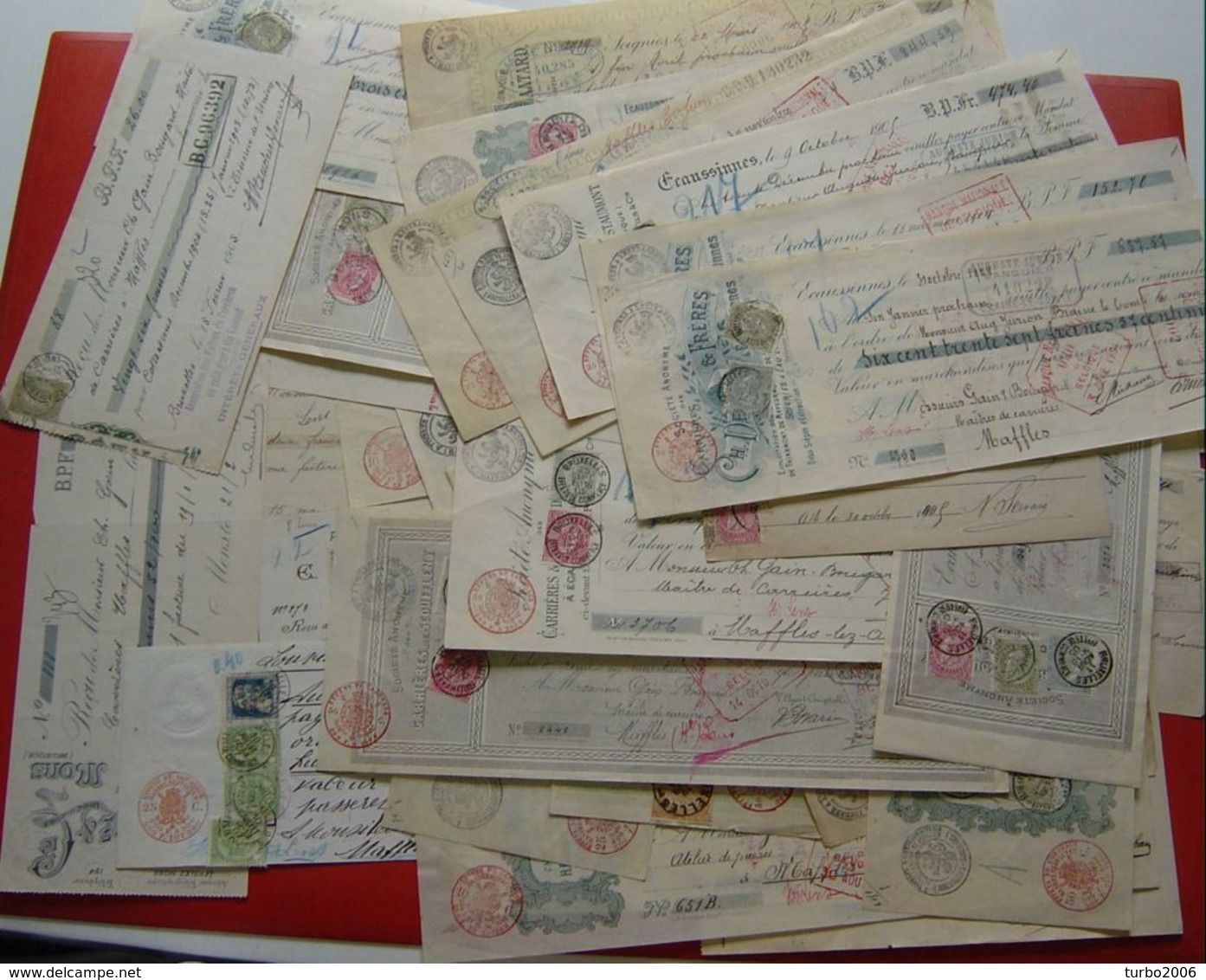 Ca. 1905 Partij Van 45 Cheques Met Diverse Frankeringen / Stempels Zoals Getoond Op De Scans. Leuke Partij !! - Andere & Zonder Classificatie