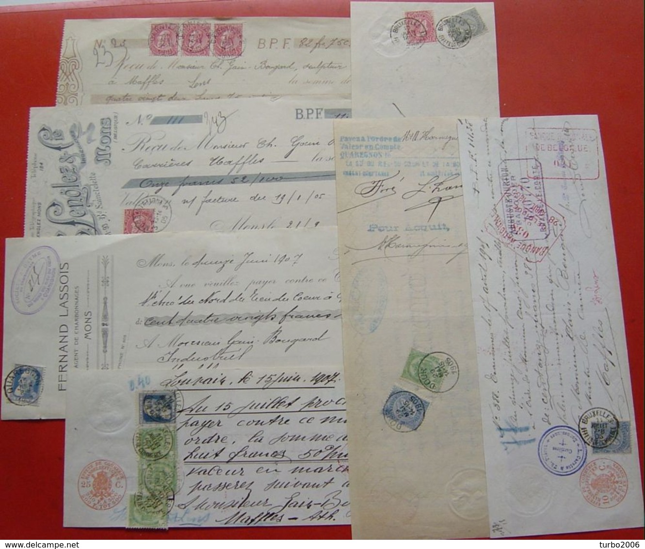 Ca. 1905 Partij Van 45 Cheques Met Diverse Frankeringen / Stempels Zoals Getoond Op De Scans. Leuke Partij !! - Andere & Zonder Classificatie