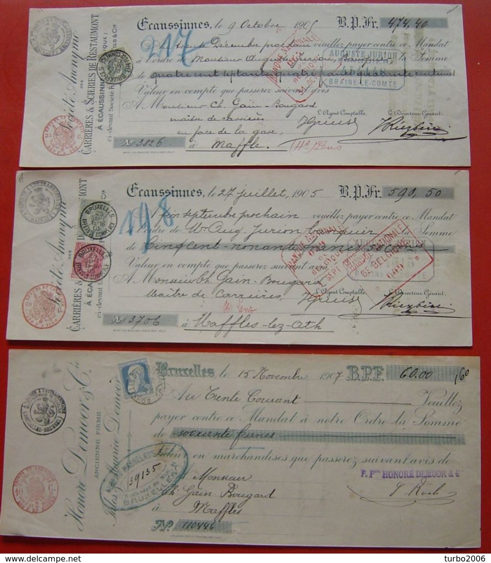 Ca. 1905 Partij Van 45 Cheques Met Diverse Frankeringen / Stempels Zoals Getoond Op De Scans. Leuke Partij !! - Andere & Zonder Classificatie