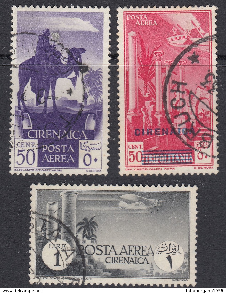 CIRENAICA 1932 - Lotto Di 3 Valori Usati Di Posta Aerea: Yvert 4, 6 E 9, Come Da Immagine. - Cirenaica