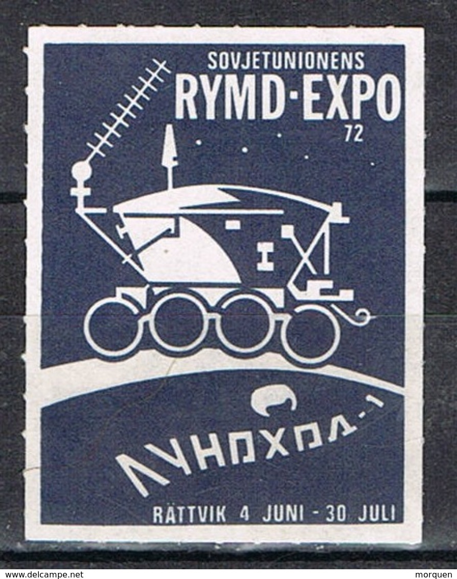 Viñeta, Label  RATTVIK (Dalarna) Suecia 1972. RYMD EXPO 72, Modulo Espacio Sovietico * - Variedades Y Curiosidades