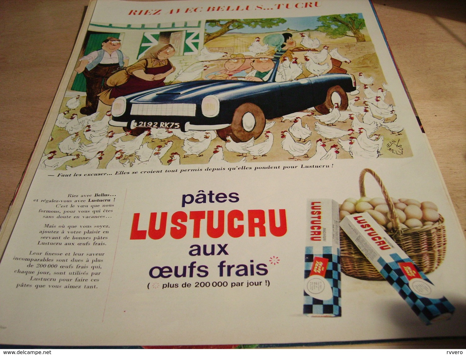 ANCIENNE PUBLICITE BELLUS TUCRU PATES LUSTUCRU 1965 - Affiches