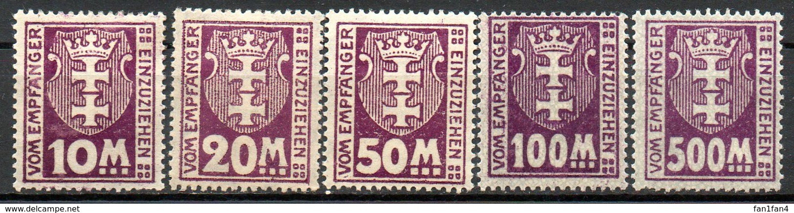 DANTZIG - (Ville Libre) - 1923 - Taxe - N° 15 à 19 - (Lot De 5 Valeurs Différentes) - Sonstige & Ohne Zuordnung