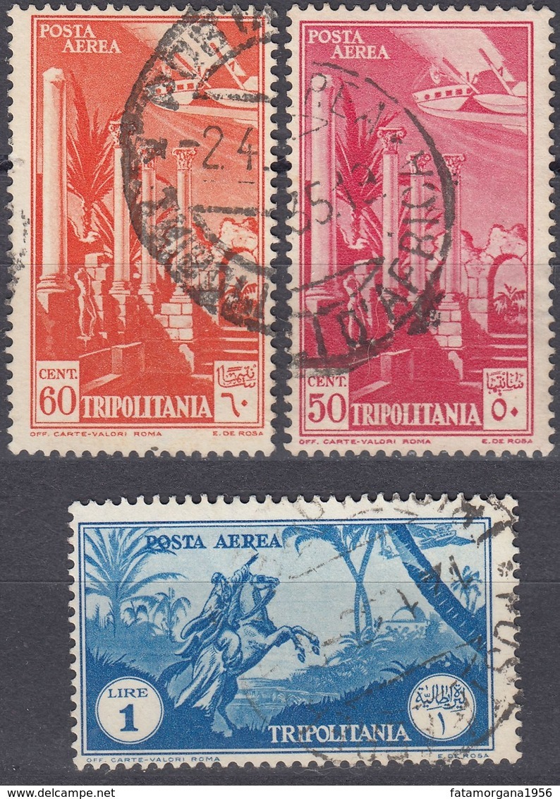 TRIPOLITANIA - 1931/1932 - Lotto Di 3 Valori Di Posta Aerea Usati:  Yvert 8, 9 E 11. - Tripolitania