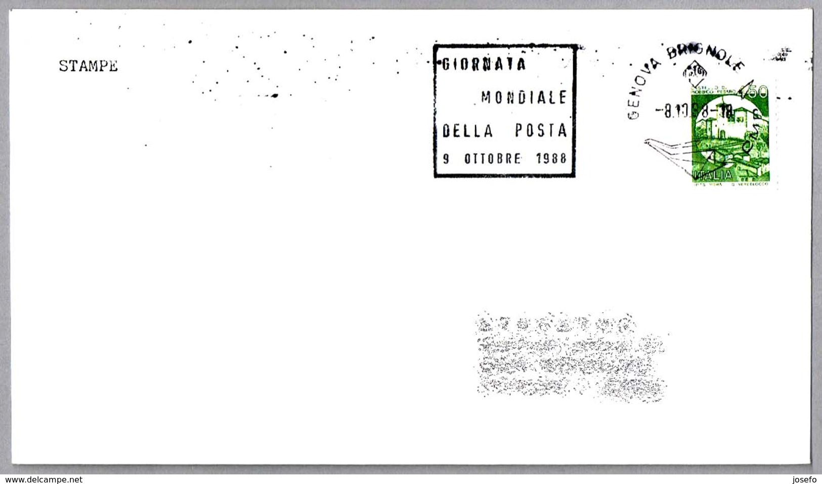 DIA DE LA UNION POSTAL INTERNACIONAL - UPU DAY. Genova, Italia, 1988 - UPU (Unión Postal Universal)