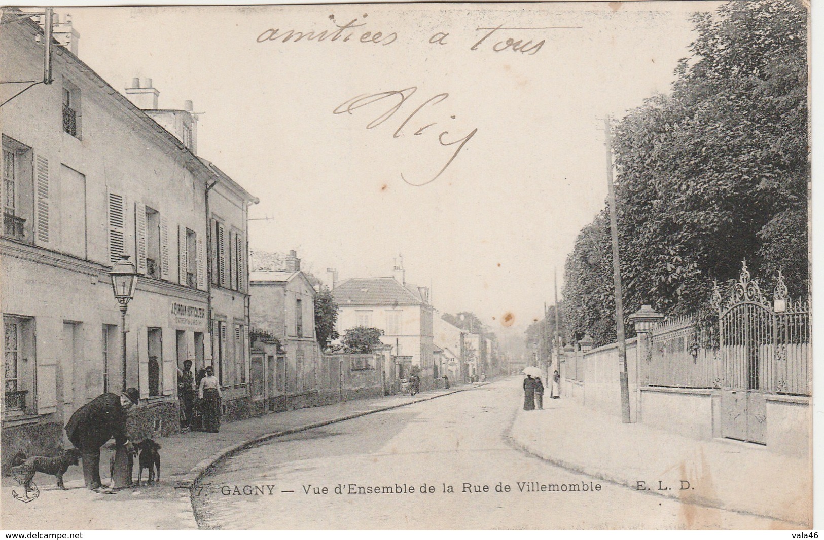 GAGNY   93 SEINE SAINT DENIS    CPA VUE D'ENSEMBLE DE LA RUE DE VILLEMOMBLE - Gagny