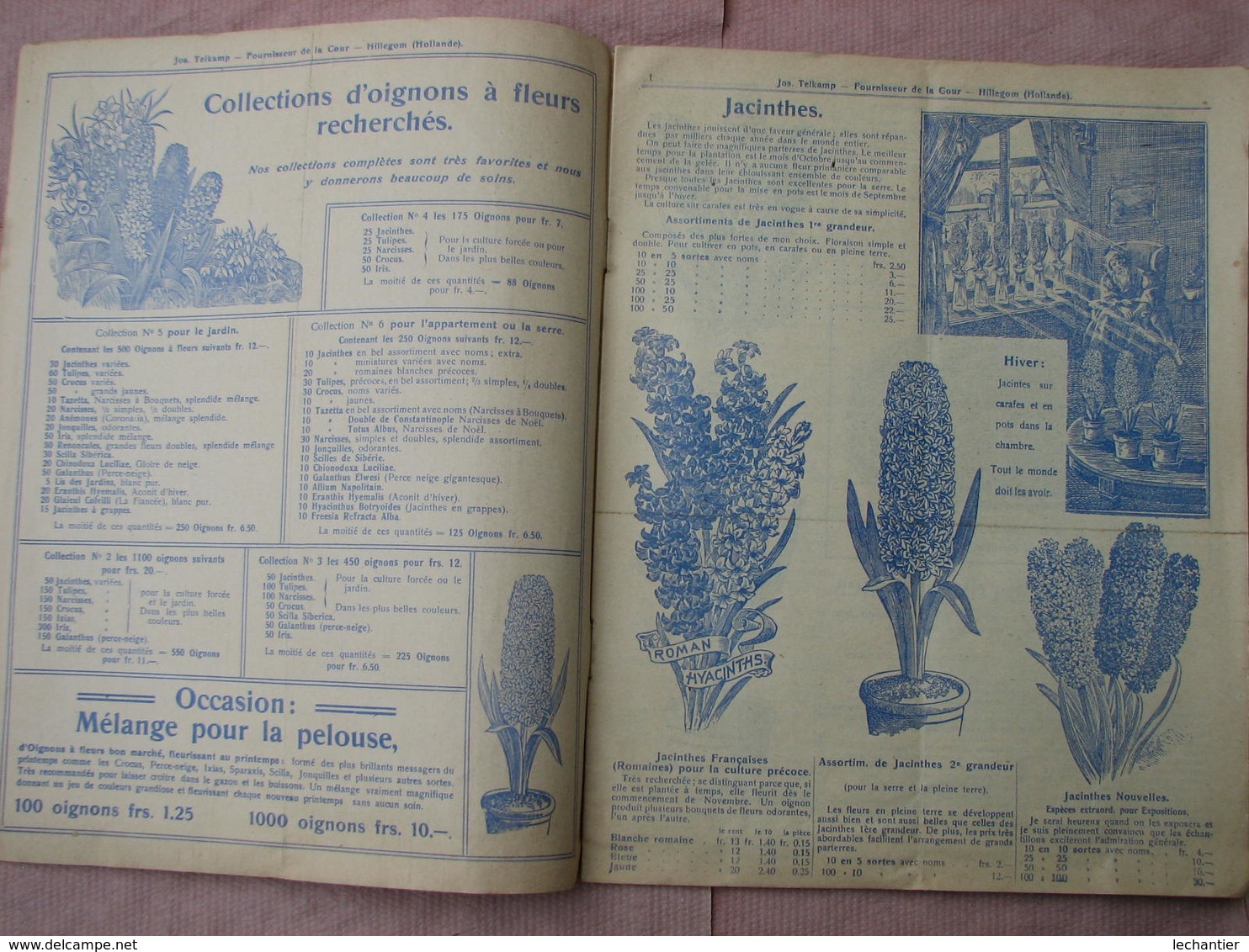 4 Catalogues Oignons à Fleurs 1910  1909  1920  " VELSEN - JOS TELKAMP - ROOZEN "  B.E. Voir Photos - Other & Unclassified