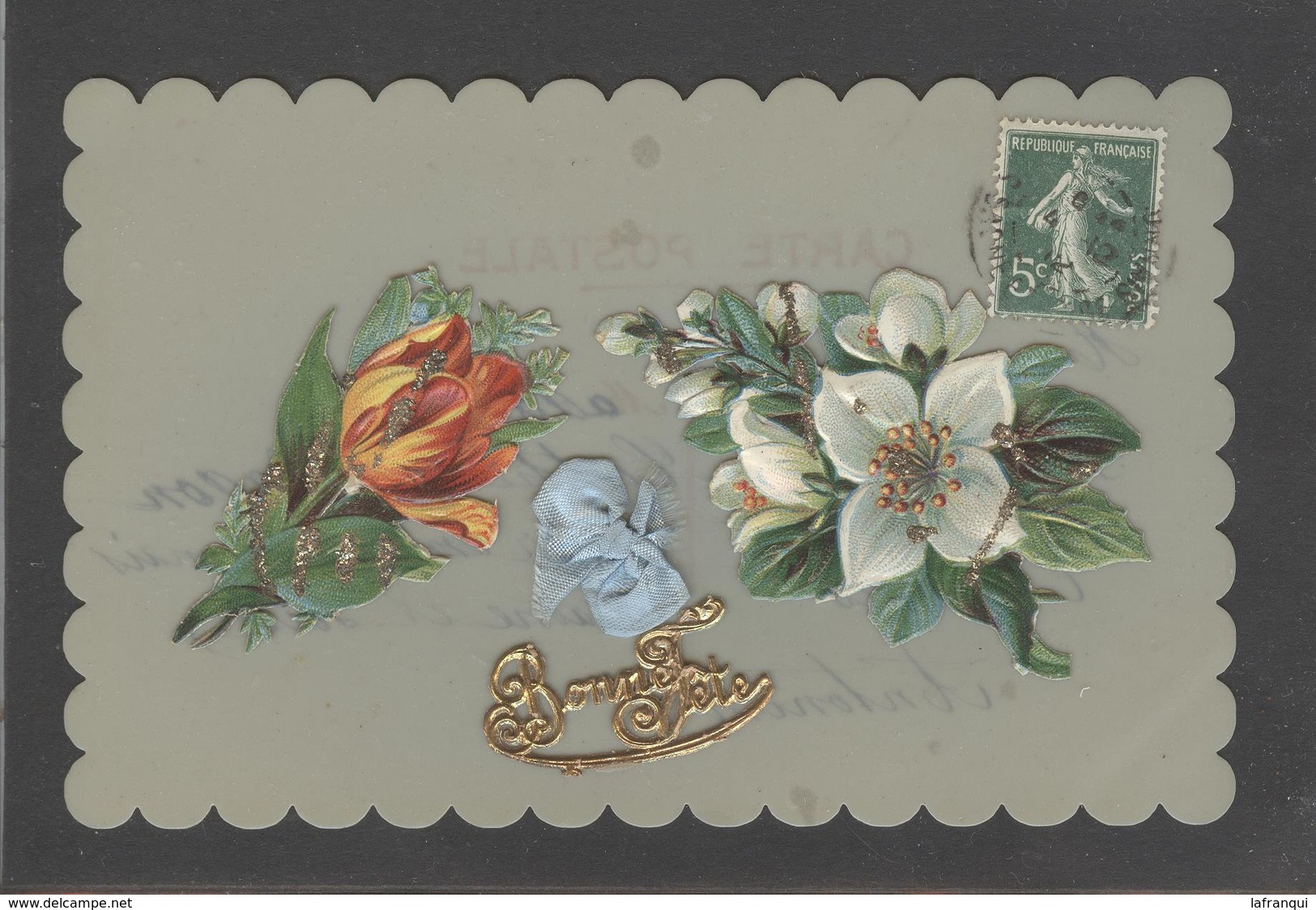 Themes Div-ref AA777-carte Celluloide - Celluloid -translucide - Découpis -ajoutis - Decoupi -fleurs Et Paillettes - - Autres & Non Classés