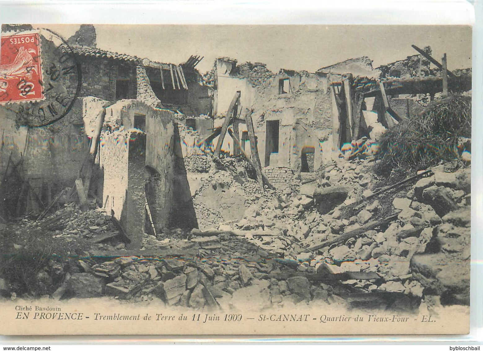 CPA 13 Bouches-du-Rhône Saint Cannat St Quartier Du Vieux Four Tremblement De Terre Du 11 Juin 1909 En Provence - Autres & Non Classés