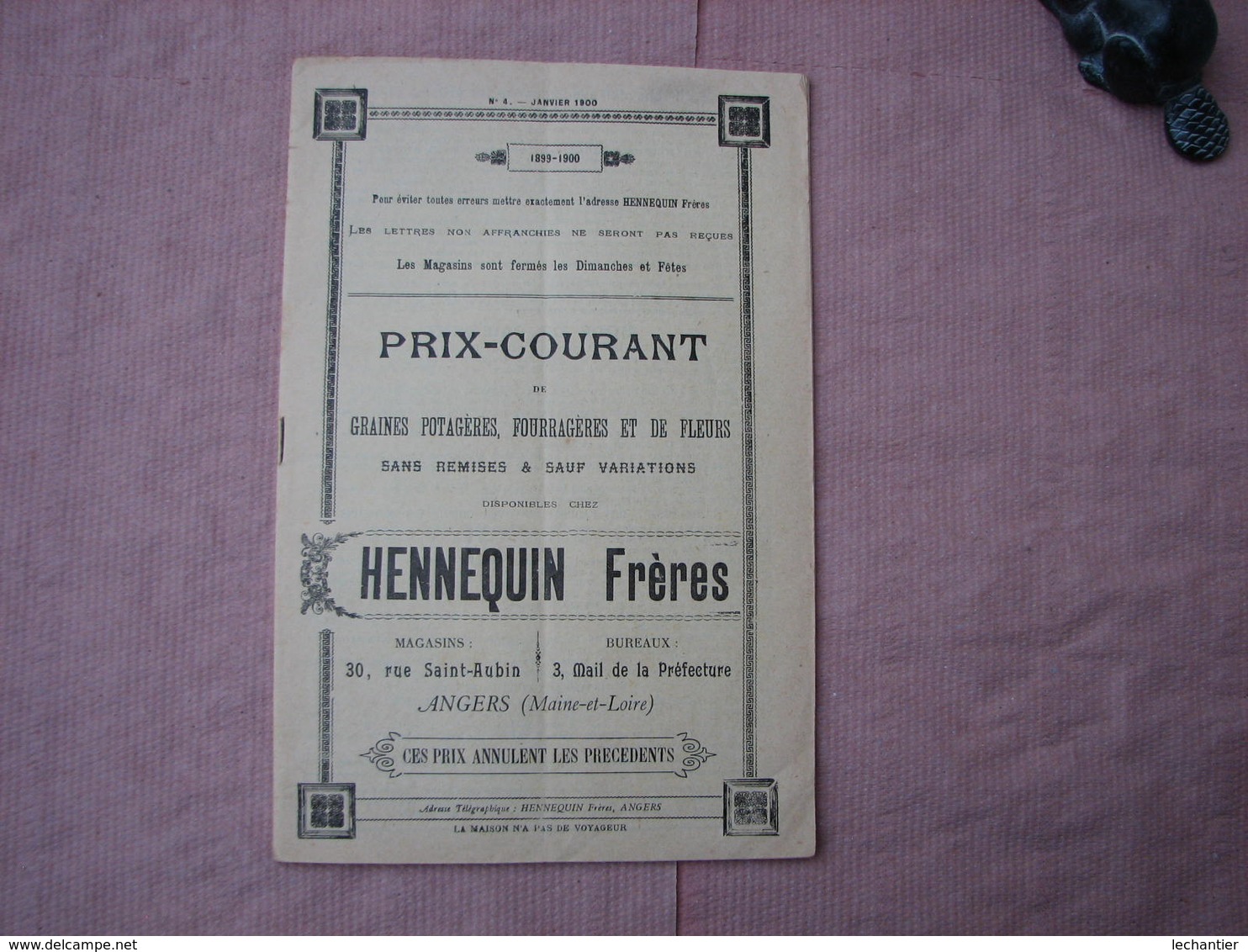 Catalogue HENNEQUIN  FRERES  30 Rue St Aubier  ANGERS   47 Pages Graines Potagéres, Fourragéres Et Fleurs. TBE - Autres & Non Classés