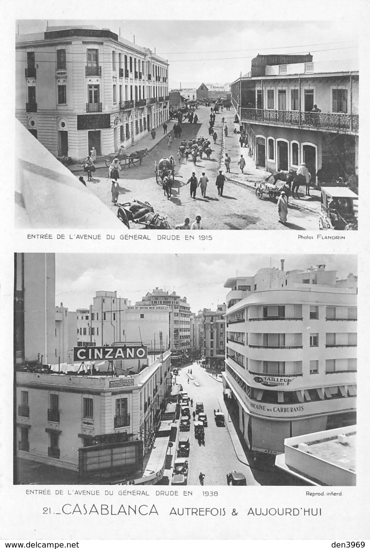 Maroc - CASABLANCA Autrefois & Aujourd'hui - Entrée De L'Avenue Du Général Drude - Publicité Cinzano - Casablanca