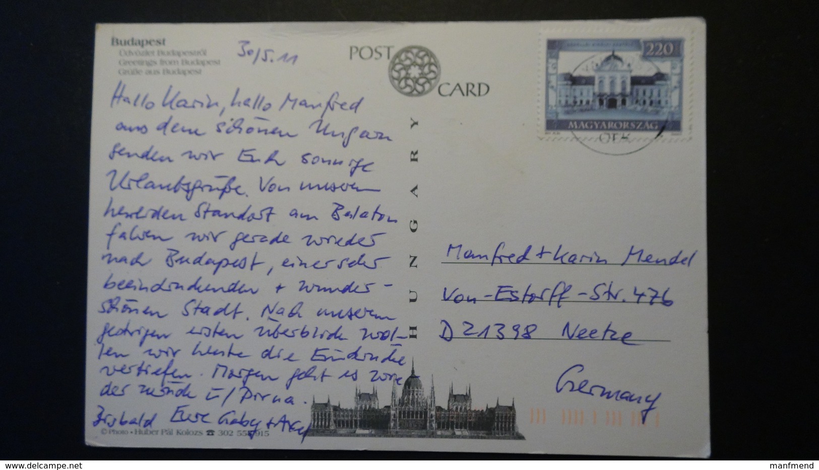 Hungary - 2011 - Mi:HU 5500, Yt:HU 4432 On Postcard - Look Scans - Lettere