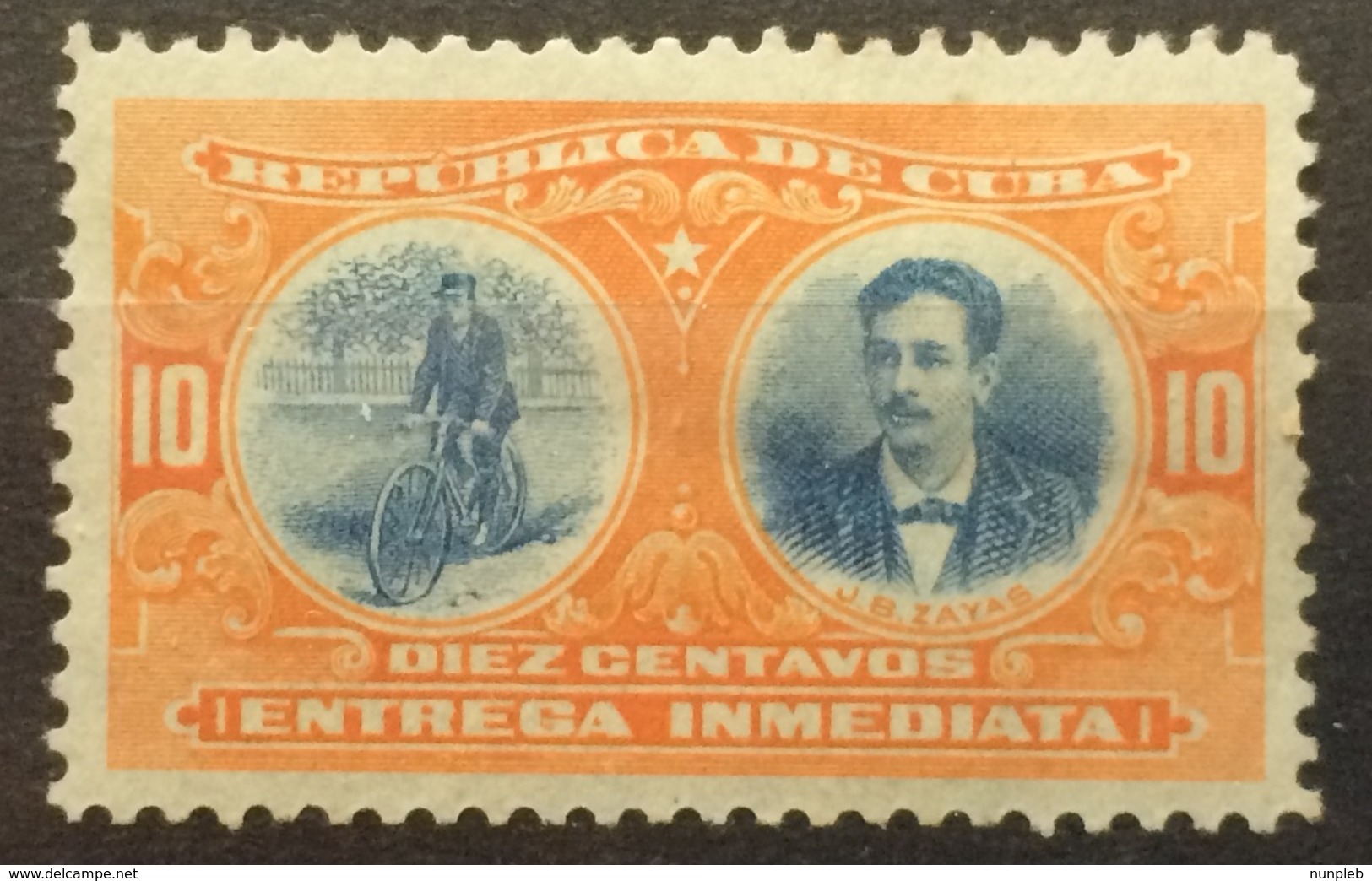 CUBA 1910 Special Delivery Mint Hinged - Zayas And Cyclist Messenger - Entrega Immediata - Unused Stamps