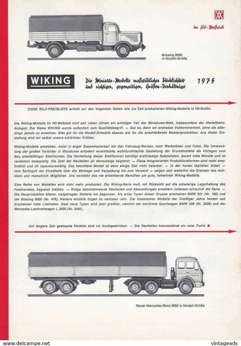 KAT167 Modellprospekt WIKING 1975, 6-seitig, A4-Format, Neuwertiger Zustand - Littérature & DVD